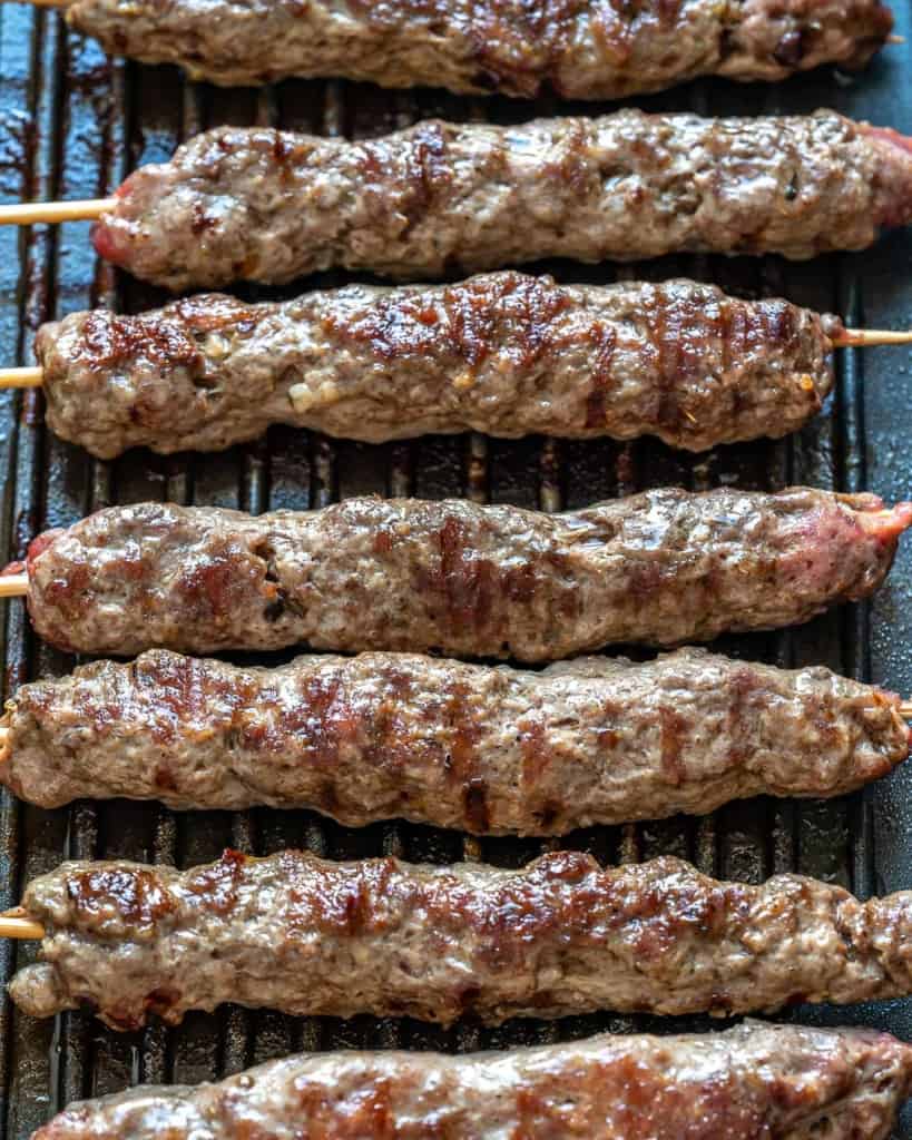 kafta skewers on the grill pan