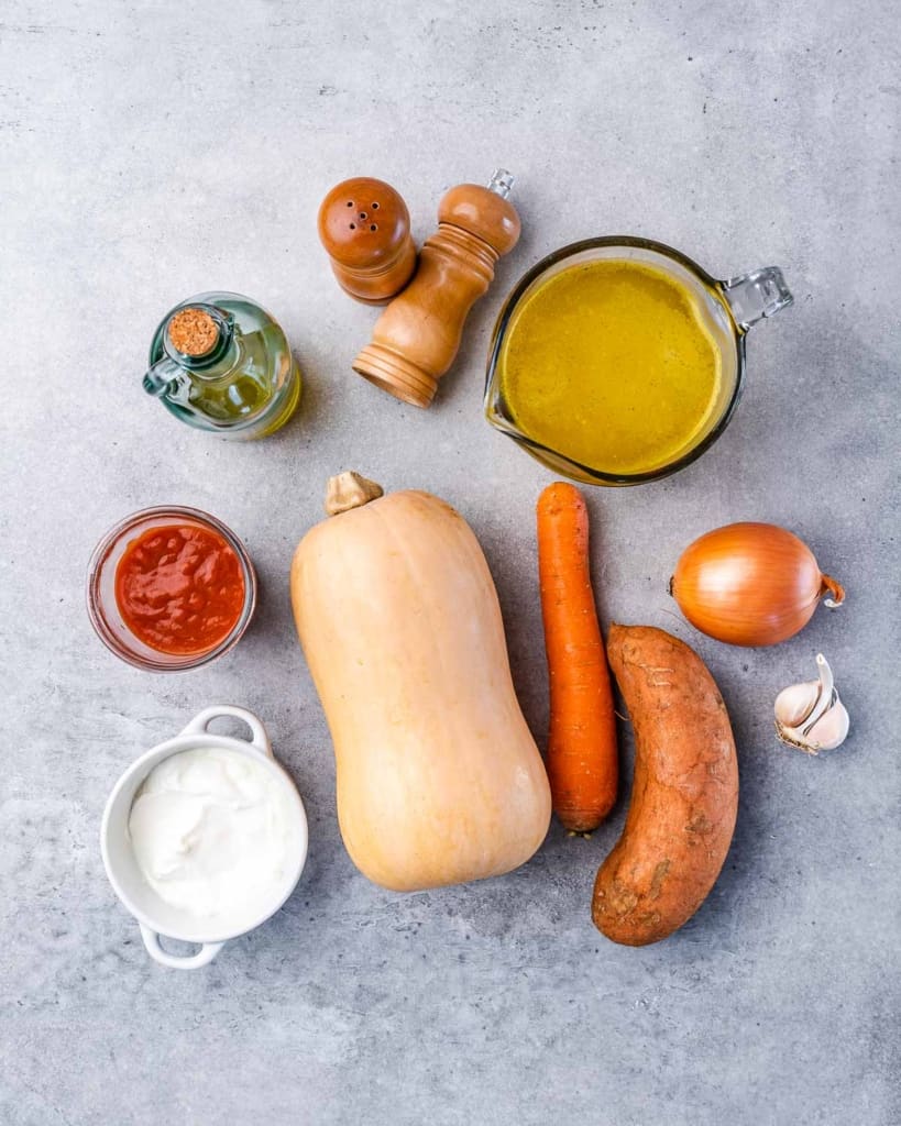 ingredients to make butternut squash soup