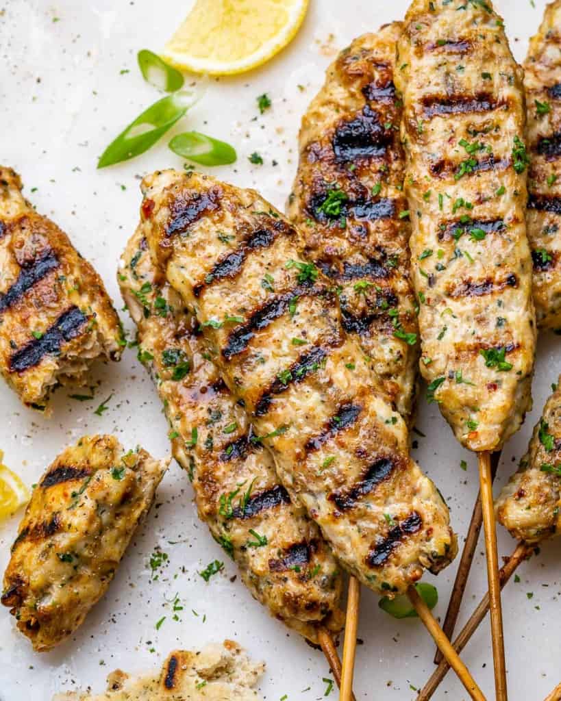 chicken kafta on skewers 