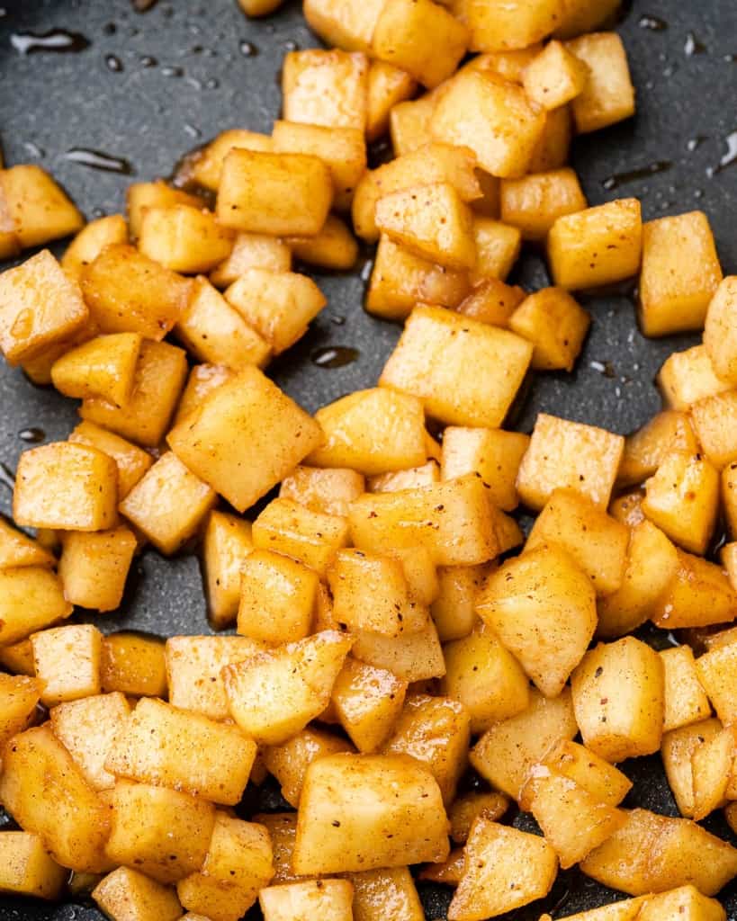 sautted chopped apples for apple pie chia topping 