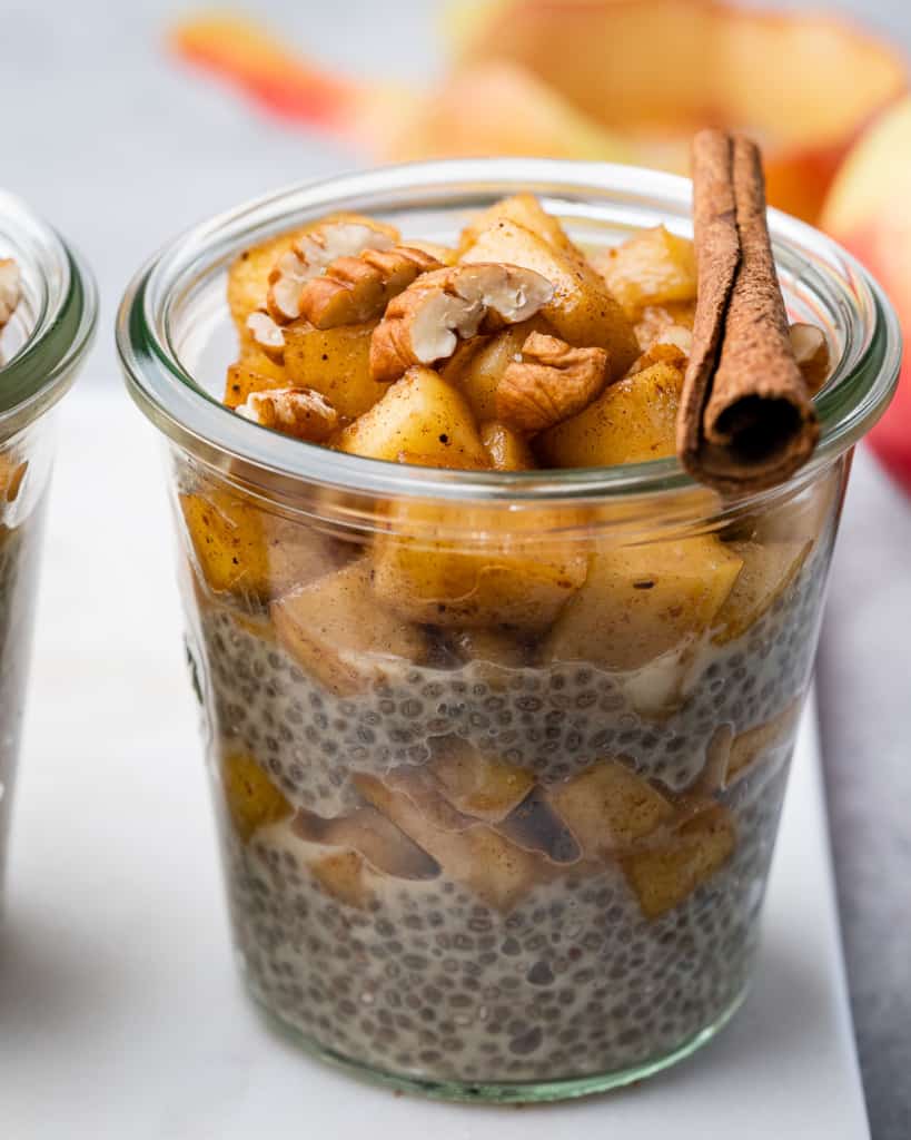 side shot of chia pudding jar
