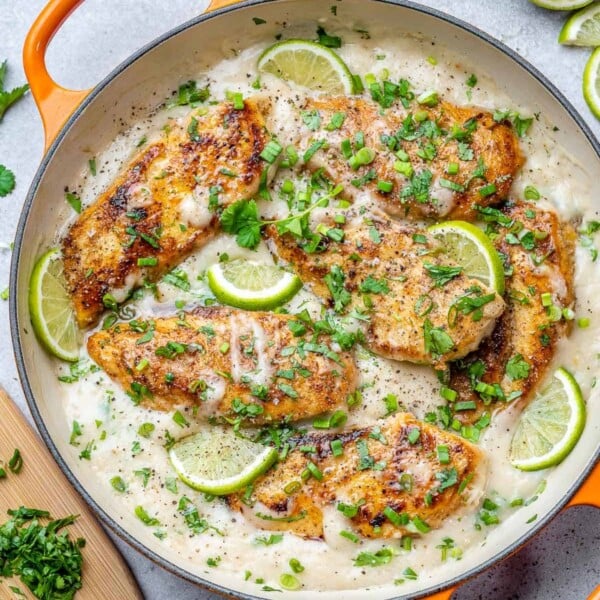 top view of creamy coconut chicken