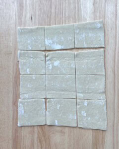 puff pastry sheets cut into equal sections