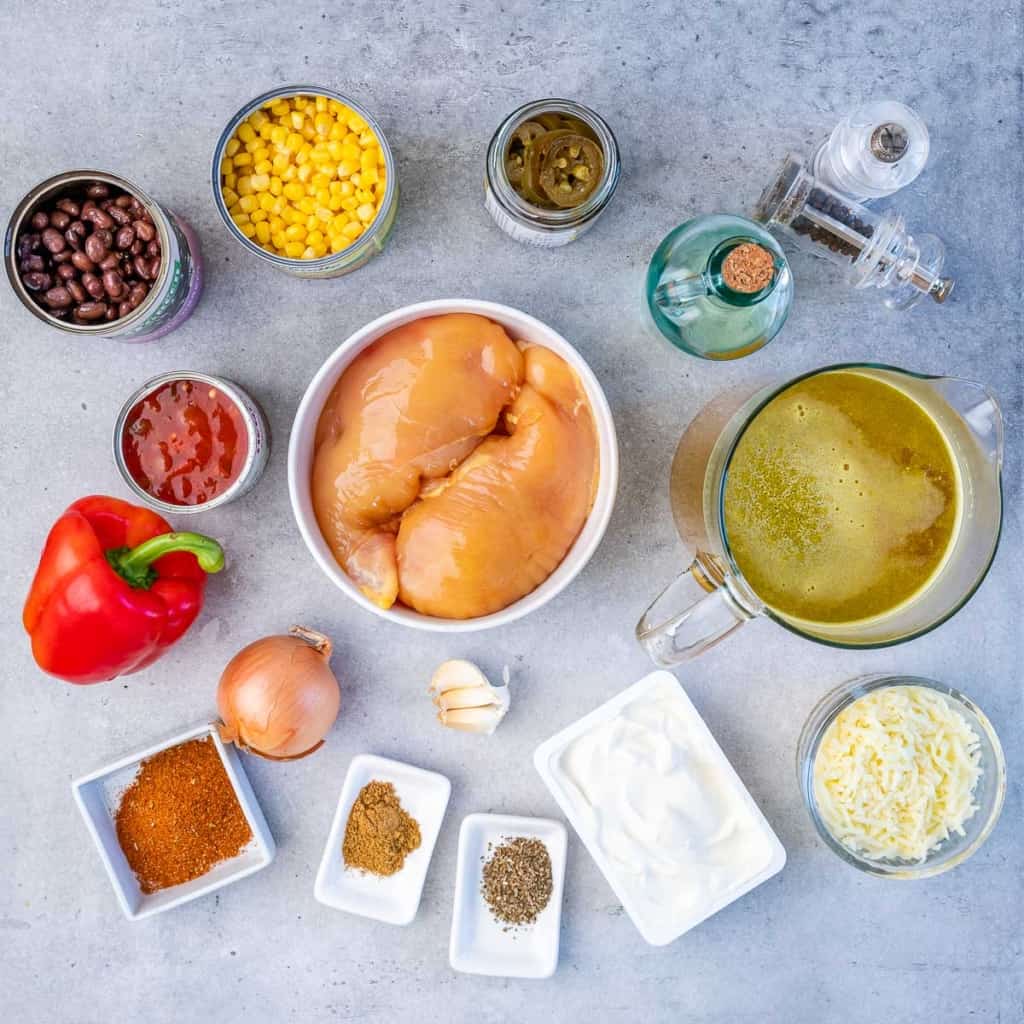 ingredients to make creamy chicken tortilla soup
