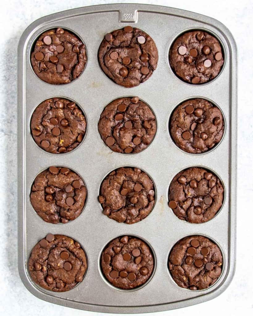 top view of baked muffins in a pan