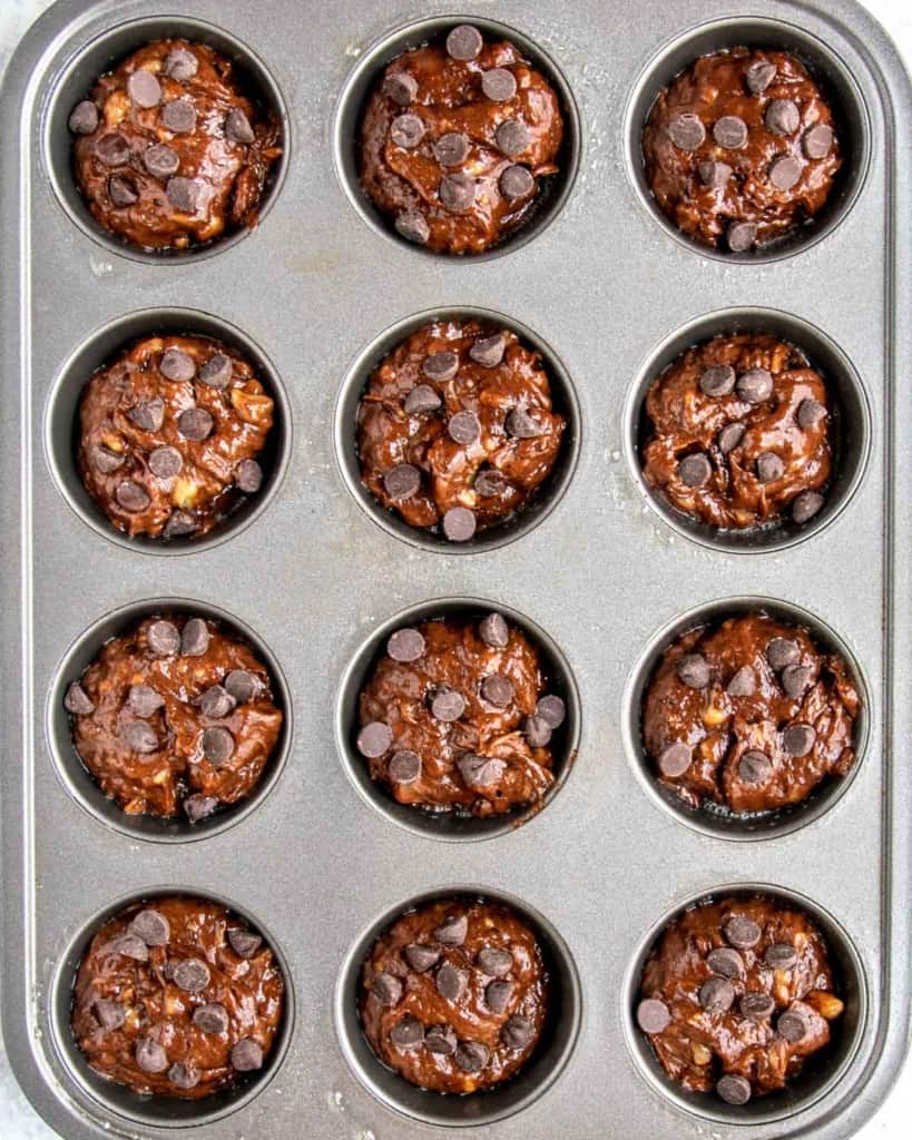 chocolate chips topped over batter
