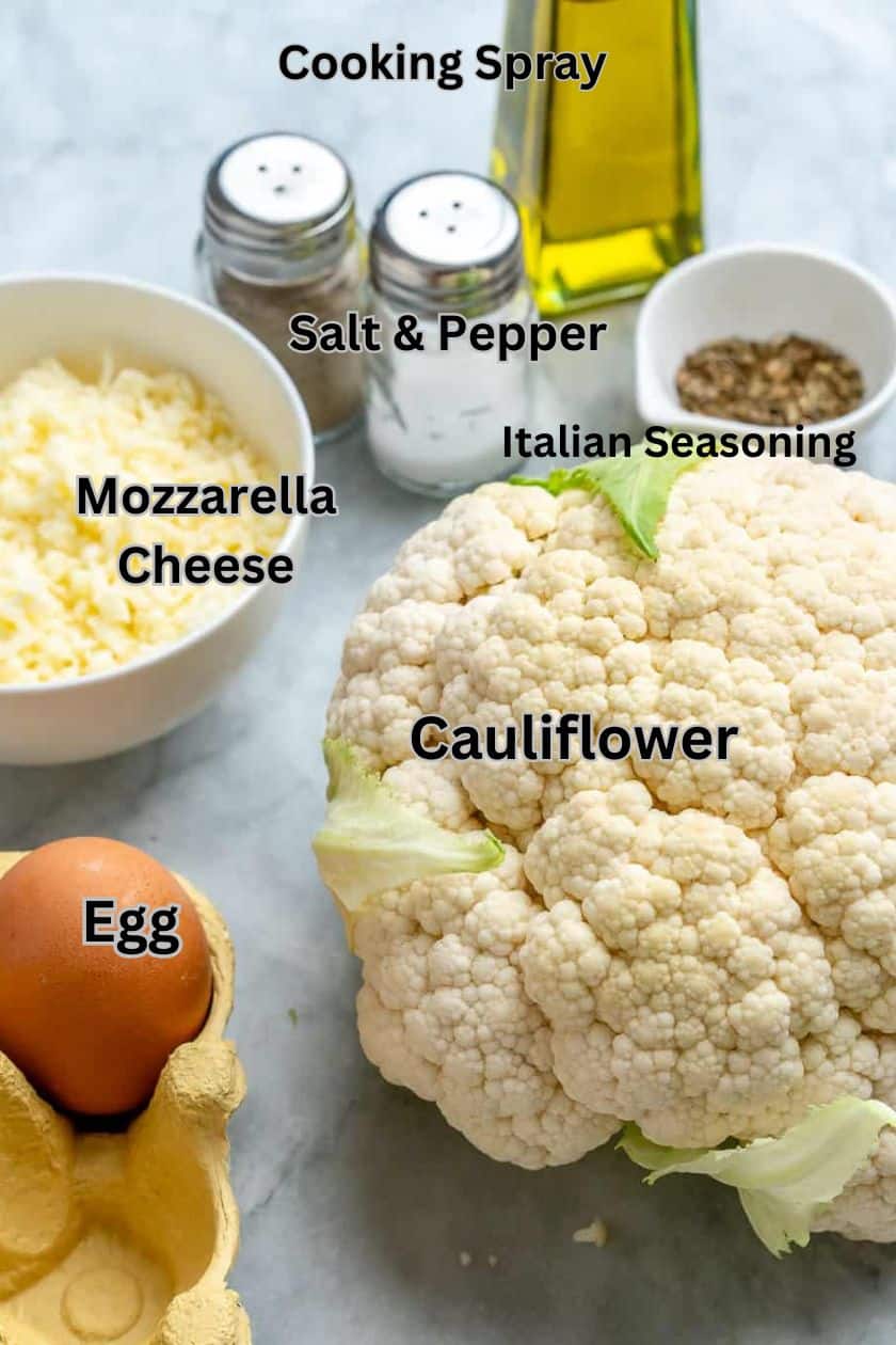 ingredients to make cauliflower pizza crust.