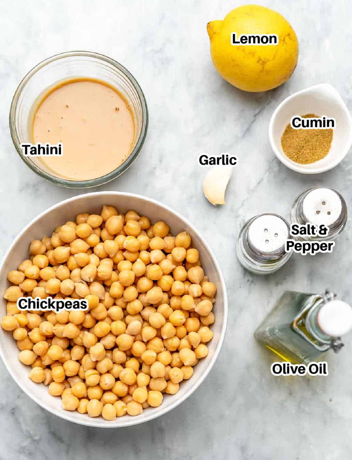 ingredients to make homemade hummus.
