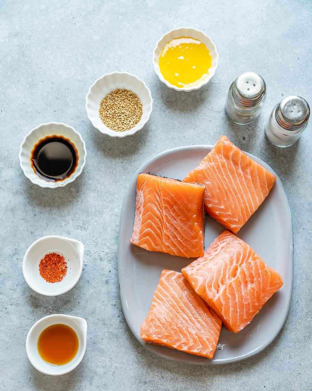 Ingredients for honey glazed air fryer salmon