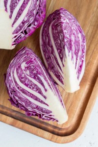 red cabbage cut into quarters