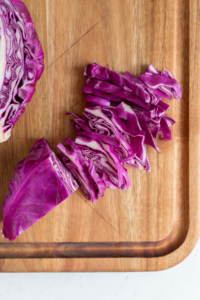 cabbage flat down cut into strips