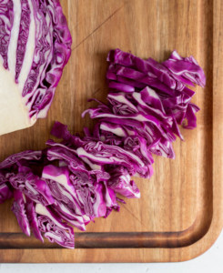 red cabbage cut into smaller shreds