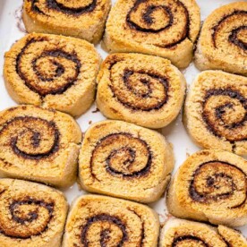 top view keto cinnamon rolls without glaze