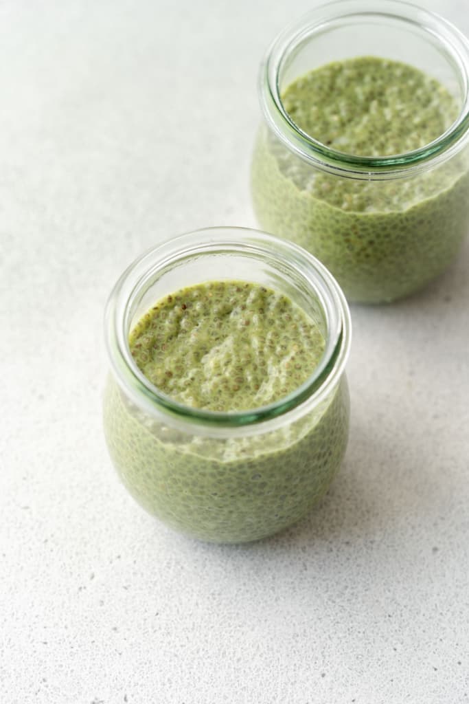 side shot of chia in a jar