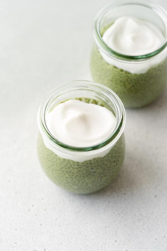 coconut whip added over chia pudding 
