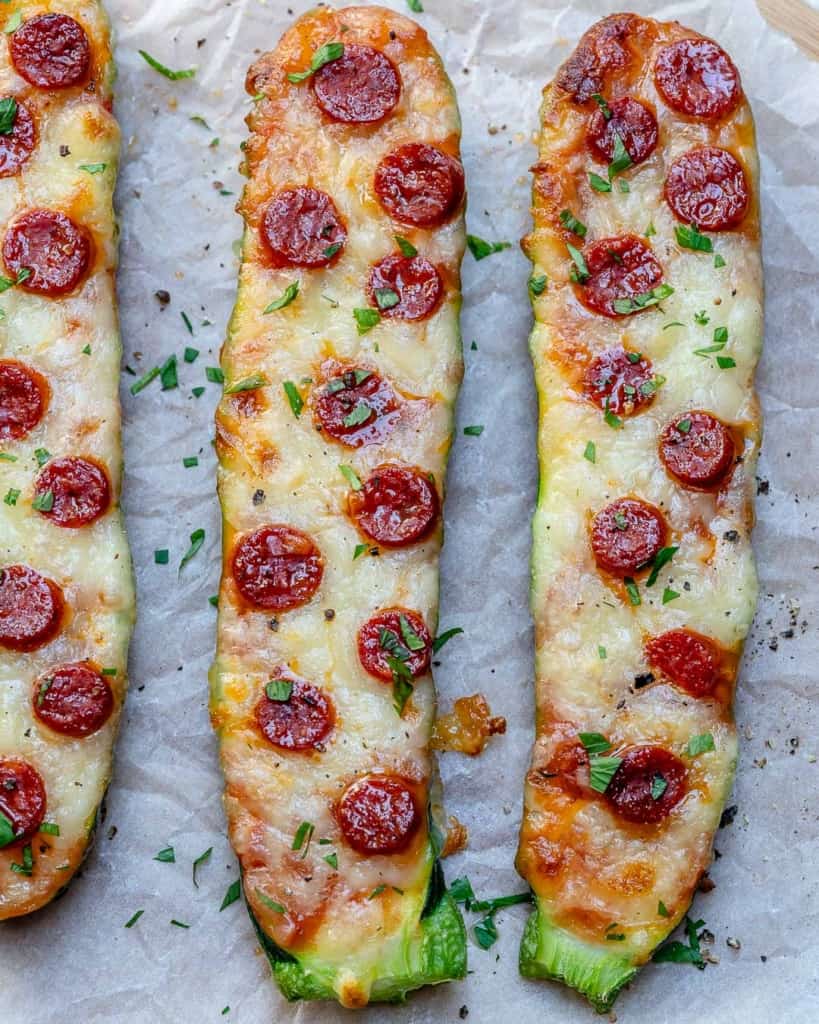 top view of zucchini boats